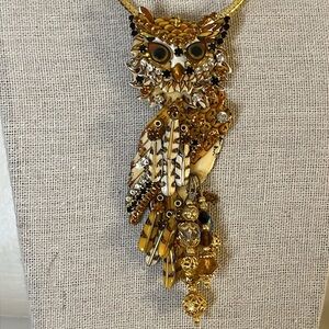 Fabulous Lunch at the Ritz OOAK Articulated Owl pendant/brooch gold plated